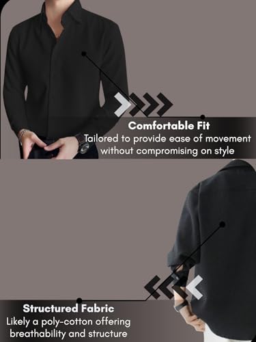 GRECIILOOKS Men's Black Formal Button Down Shirt - Image 4
