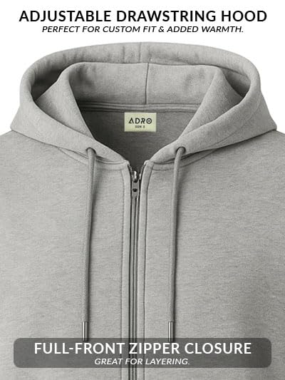 ADRO Men Cotton Hooded Sweatshirt - Grey - Image 5