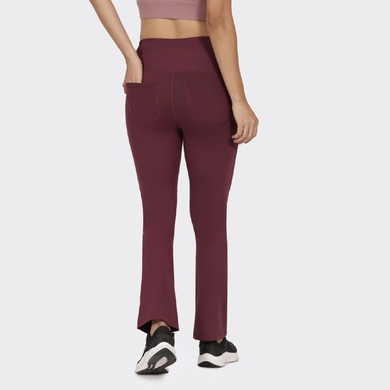 BlissClub Women's High Rise Pants - Burgundy - Image 3