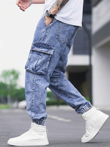 Lymio Men's Baggy Denim Jeans - Blue - Image 3