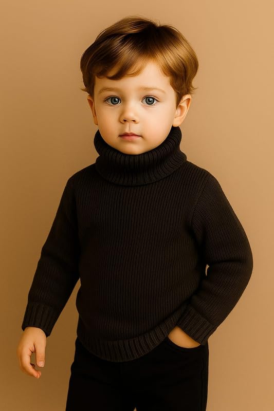 Krystle Children's Winter High Neck Pullover - Black - Image 4