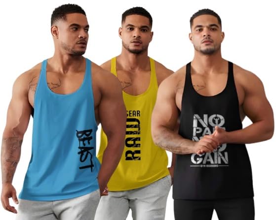 BAB Men Round Neck Gym Vest Polyester