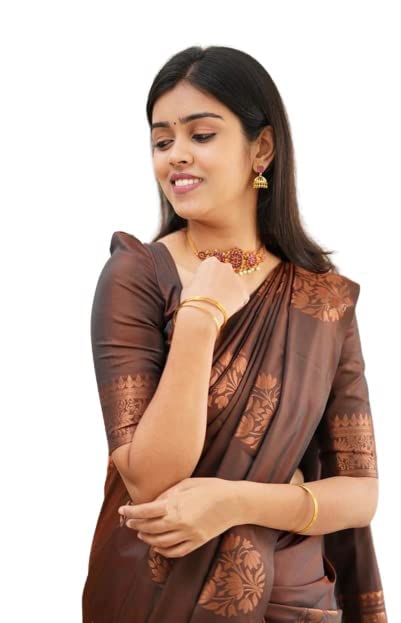 Yashika Brown Banarasi Cotton Silk Saree for Women - Image 2