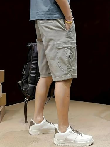 Lymio Men's Casual Cotton Shorts - Light Grey - Image 3