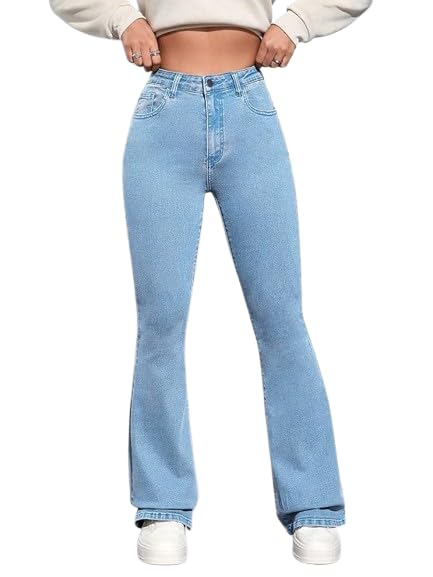 DOLLFASHION Bell Bottom Boot Cut Jeans for Women
