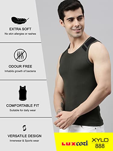 Lux Cozi Men's Cotton Solid Gym Vest - Multicolor - Image 4