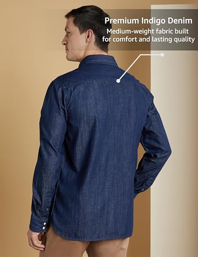 Symbol Men's Casual Cotton Denim Shirt - Dark Rinse - Image 2