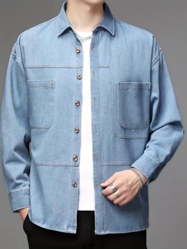 Denim Shirt for Men - Blue - Image 2