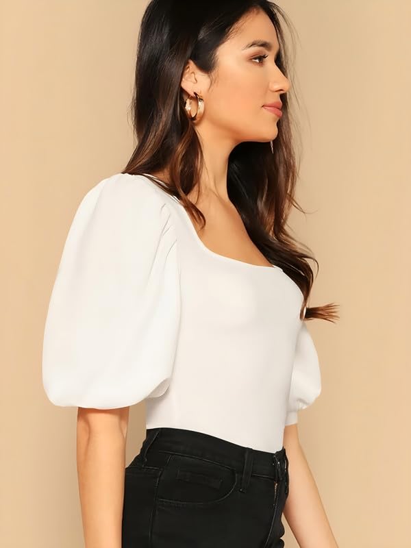 Dream Beauty Women Bishop Sleeve Top - White - Image 3