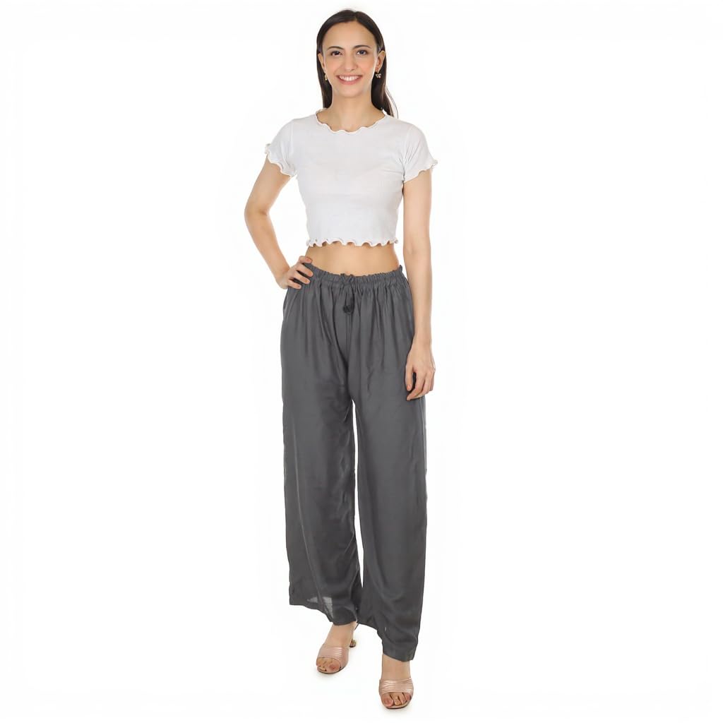 MONIS BOUTIQUE HOUSE Women's Solid Rayon Palazzo Pants - Image 5