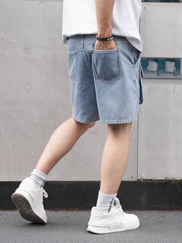 GRECIILOOKS Men's Denim Casual Shorts - Blue - Image 2