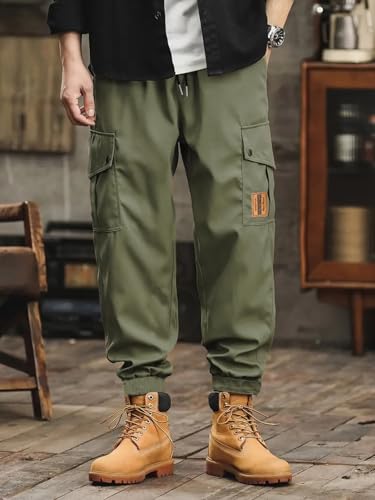 Lymio Men Mid Rise Cargo Pants - Green - Image 3