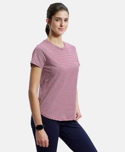 Jockey Women's Cotton Stripe T-Shirt - Red - Image 2