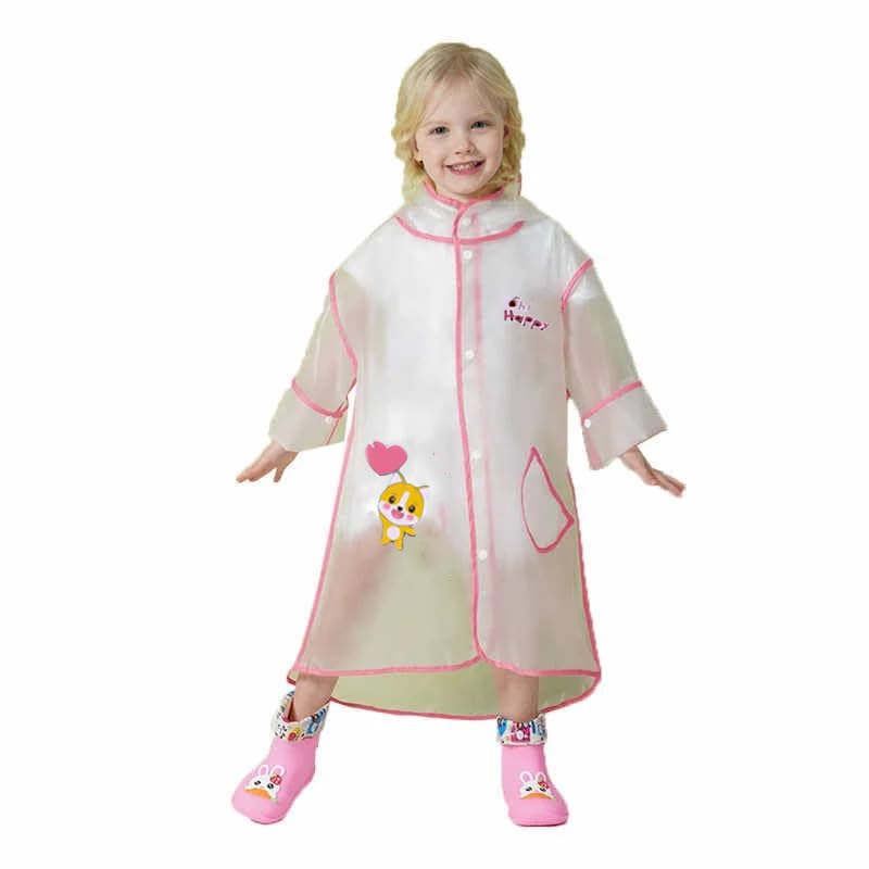GarbGlide Kid's Transparent Dinosaur Print Waterproof Raincoat