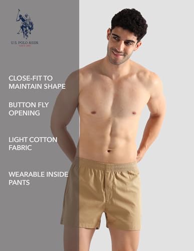 U.S. POLO ASSN. Men's Cotton Boxer Shorts - Colonial Blue & Iced Coffee - Image 2