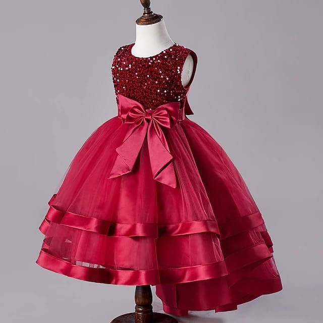 Niren Embroidered Velvet Baby Frock - Red for Girls - Image 5