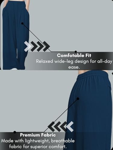 GRECIILOOKS Women's Loose High Rise Trousers - Blue - Image 4