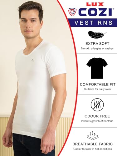 Lux Cozi Men White Round Neck Vest - Image 3