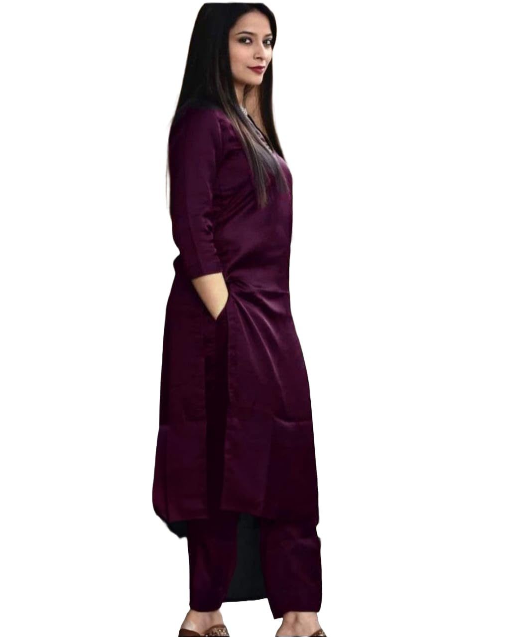 Wine Aniline Rayon Kurta Pant Set for Women