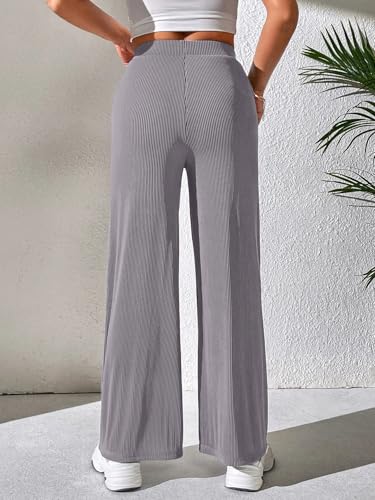 GRECIILOOKS Grey High Waist Baggy Trousers for Women - Image 2