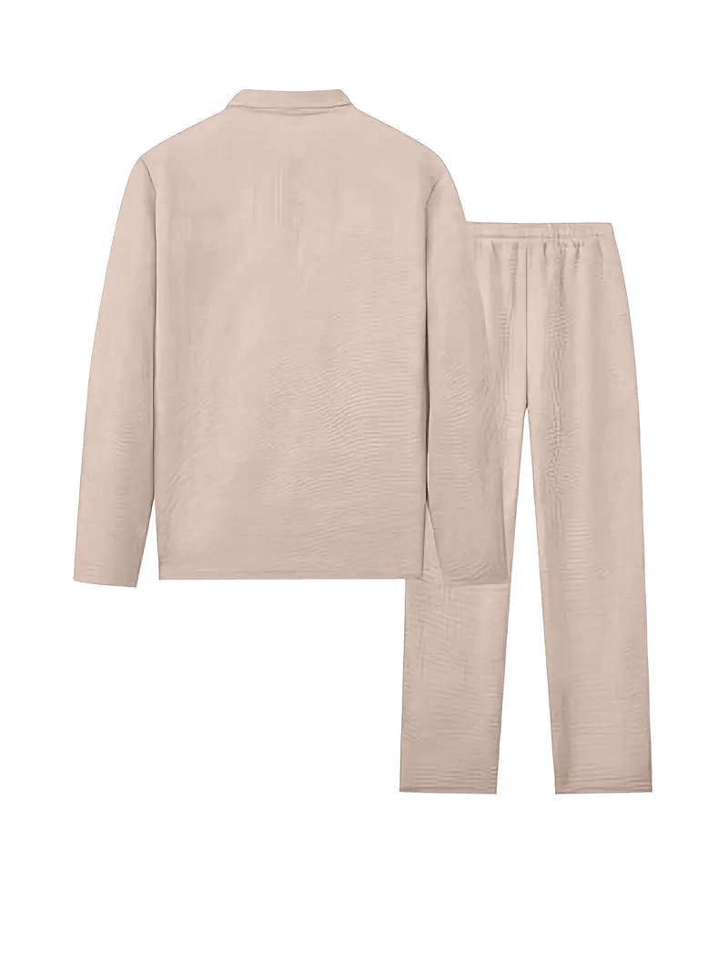 Jawdrobe Men's Beige Waffle Check Set - Image 4