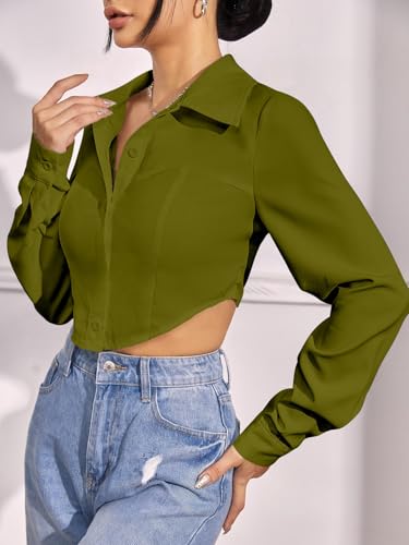 GRECIILOOKS Women's Western Shirt - Green - Image 3