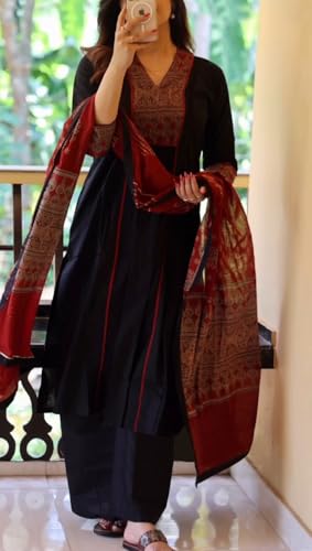 ANNI DESIGNER Black Rayon Kurta Set for Women - Image 3