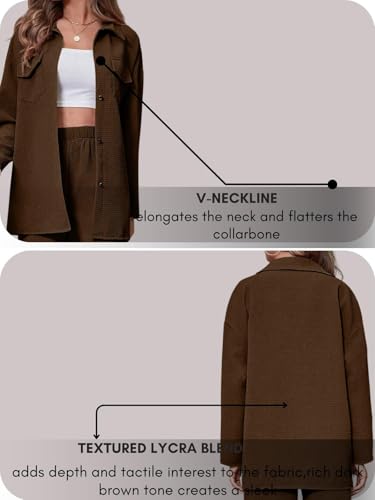 GRECIILOOKS Dark Brown Textured Lycra Co-Ord Set for Women - Image 4