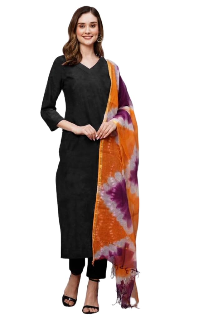 ANNI Rayon Viscose Kurta with Pant & Dupatta - Black
