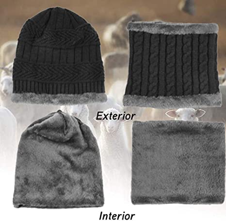 HUNTSMANS ERA Men's Wool Beanie Hat Scarf Gloves Set - Black - Image 2