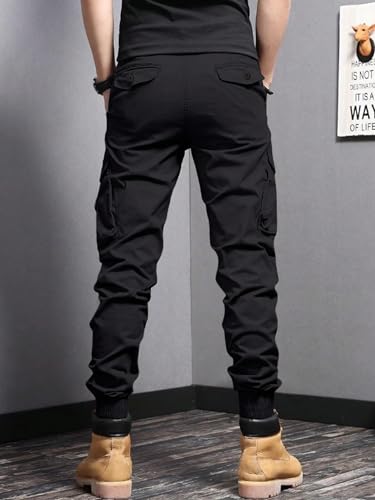 Lymio Men Black Cotton Cargo Pants - Image 4