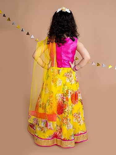 Pspeaches Girl Lehenga Choli - Yellow Pink - Image 4