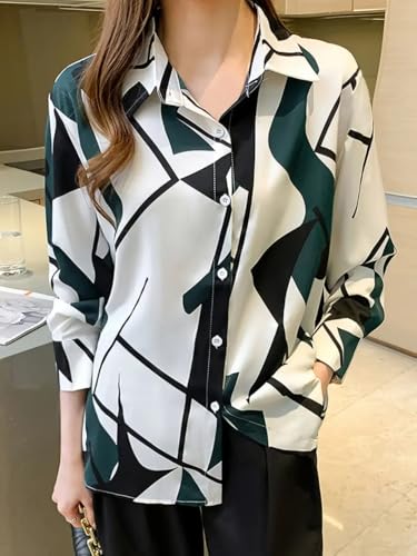 Trendy Queen White Green Printed Shirt for Women - Image 4