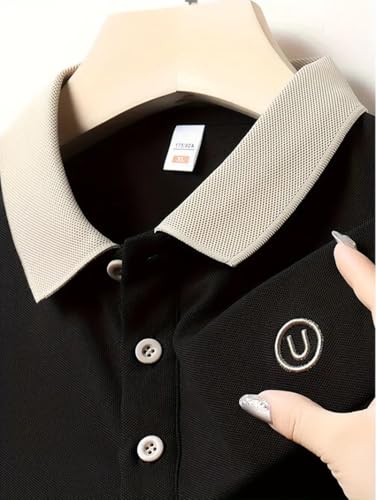 Lymio Men's Black Orange Polo T-Shirt - Image 4