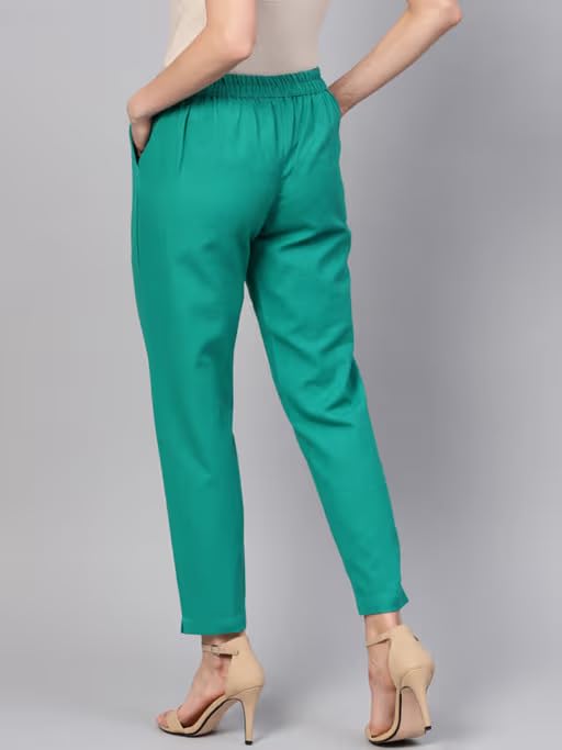 Moirai Cotton Trousers for Women - Rama Green - Image 2
