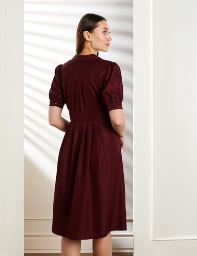Symbol Women Polyester Fit and Flare Midi Dress - Wine - Image 2