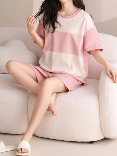 Louis Luxe Pink Geometric Pajama Set for Women - Image 4