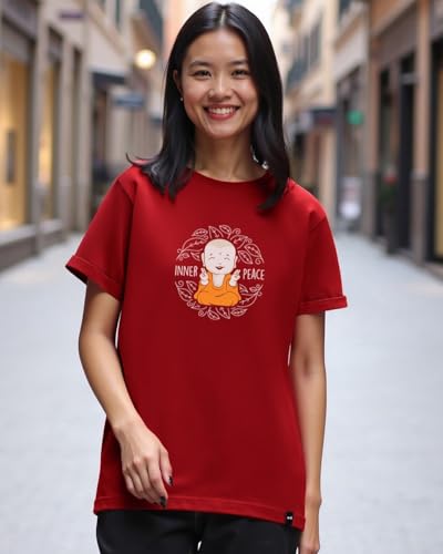 Bewakoof Women's Cotton Graphic Print Boyfriend T-Shirt - Red - Image 2