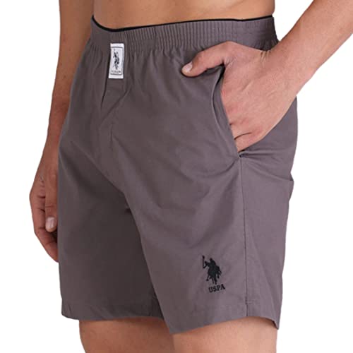 U.S. POLO ASSN. Mens Cotton Brushed Boxers - Grey - Image 2