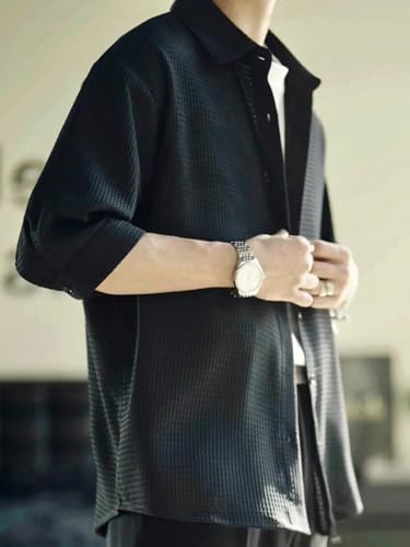 GRECIILOOKS Men's Black Formal Button Down Shirt - Image 3