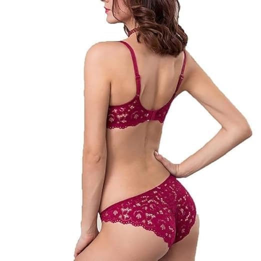 VINIGO Women's Padded Bra Lingerie Set - Red - Image 2