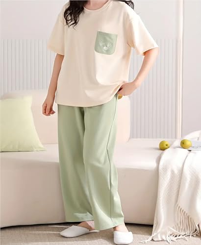 Louis Luxe Women's Cotton Blend Geometric Pajama Set - Green - Image 4