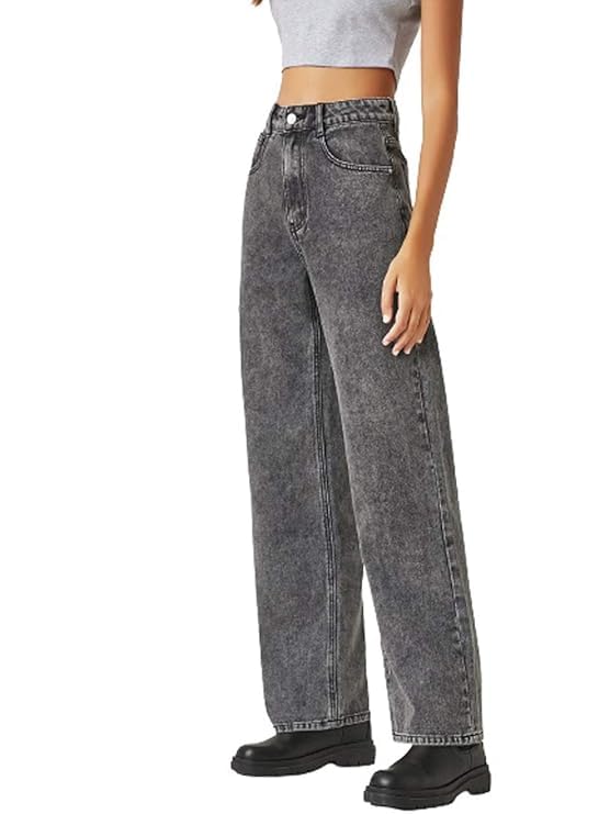 Grey Straight Fit Boyfriend Jeans for Women - Image 3