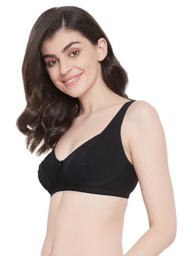 Clovia Black Cotton Wirefree Bra for Women - Image 3
