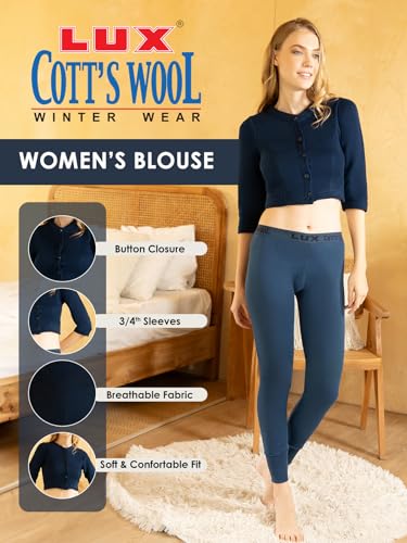 Lux Cottswool Women's Solid Blouse - Black & Blue - Image 3