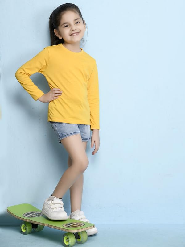 Nusyl Girls Yellow Cotton T-Shirt - Image 5
