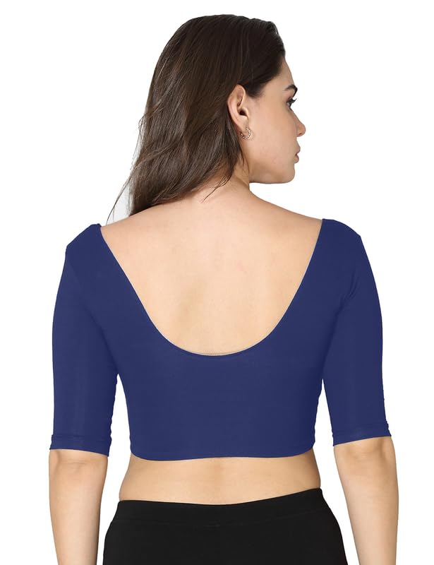 VSTAR Women's Viscose Blend Deep Neck Blouse - Navy - Image 2
