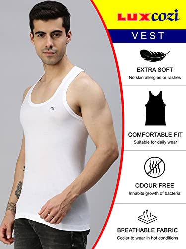Lux Cozi Men's Solid Vest - White - Image 3