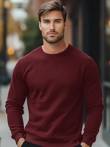 NOBERO Men Polycotton Crew Neck Sweatshirt - Maroon - Image 2