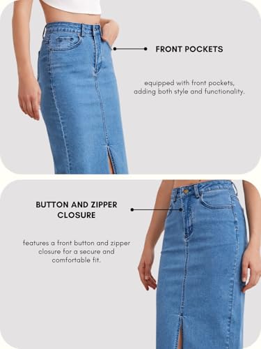 GRECIILOOKS Women's Denim Western Midi Skirt - Blue - Image 3